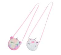 Healeved 2pcs Unicorn Coin Purses for Girls Plush Round Crossbody Bag Cute White Tie-dye Color for Preschool and Outdoor Use Fashionable Storage Pouches
