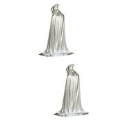 Healeved 2pcs Unisex Silver Hooded Cloak Full Halloween Cape for Adults Role Play Costume for Witches and Royalty One Fits for Halloween and Christmas Cosplay Parties