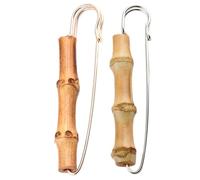 Healeved 2pcs Vintage Bamboo Joint Brooch Lapel Pin for Women and Men, Retro Decorative Breastpin for Business Suits, Stylish Natural Wood Texture Pins for Jacket and Blazer Accessories