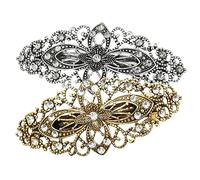 Healeved 2pcs Vintage Flower Hair Barrettes for Women Stylish Hollow Design Spring Clips for Various Hair Styles and Outfits Great Accessory for All Occasions