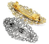 Healeved 2pcs Vintage Ponytail Clip Flower Barrette Decorative Practical Alloy Rhinestone Crystal Hair Clips for Women Mothers Special Occasions Daily Life