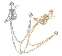 Healeved 2pcs Violin Brooches Instruments Clothes Lapel Pin Scarf Hat Brooch Decorations for Women