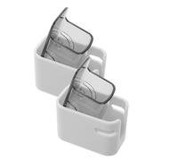 Healeved 2pcs White Plastic Toothbrush Holders for Bathroom Wall Mount, Electric Toothbrush Compatible and Detachable, for Travel and Outdoor Activities