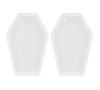 Healeved 2Pcs White Silicone Coffin Shape DIY Keychain Pendant Molds Flexible Epoxy Resin Casting Molds for Jewelry Making Crafts