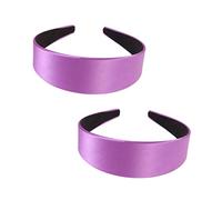 Healeved 2Pcs Wide-Edge Satin Hoops Solid Elegant Headband for Women Girls Fashion Hair Band for Everyday Use
