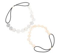 Healeved 2pcs Women Metal Rose Headband Hollow Flower Hair Wrap with Elastic Design for Romantic Occasions and Work, Gold Silver