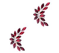 Healeved 2pcs Women's Bright Red Crystal Leaf Brooch Rhinestone Bouquet Pin for Brides Special Occasions Elegant Design for Weddings Proms Everyday Glamour