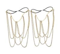 Healeved 2pcs Women's Rhinestone Body Chain Leg Chain Boho Elastic Thigh Jewelry Stretch Sparkling Crystals Rave Bikini For Party Holiday Wear Golden