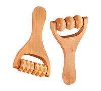 Healeved 2pcs Wooden Massage Roller Tool for Foot Back Leg Muscle Relief Hand Held Back Massager for Shoulder and Neck Relaxation