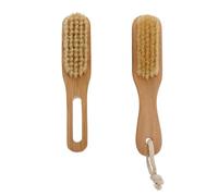 Healeved 2pcs Wooden Nail Brush Tool Double Side Design Pig Bristles and Pp Material Portable Nail Cleaner for Travel Random Color