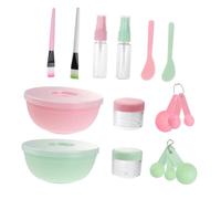 Healeved 2sets Facial Mask Mixing Bowl Stick Diy Mask Tools Kit Green for Home Professional Beauty Shop