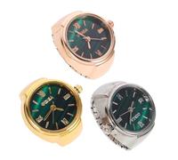 Healeved 3 Pcs Mini Finger Ring Watches Set, Round Casual Glitter Ring Watch Trio in Rose Gold, Gold, Silver for Women’s Fashion Finger Ornament Jewelry