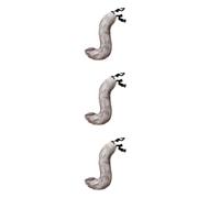 Healeved 3 Pcs Novelty Realistic Faux Costume Tail with Adjustable Strap | Fluffy Grey Finish, Wearable Accessory for Cosplay and Halloween Party, Suitable for Animal-themed Outfits