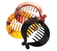 Healeved 3 Pcs Resin Banana Hair Clips Set, Sturdy Ponytail Claw Clips for Women, Interlocking Fishtail Hair Grips in Black, Brown, and Dark Coffee for Styling and Everyday Use