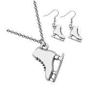 Healeved 3 Pcs Skating Shoes Jewelry Silver Earrings Necklace for Skating Lovers Chic Ice Skates Accessories to Shine the Rink