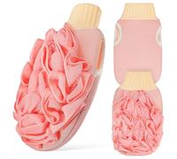 Healeved 3 Pieces Double-Sided Exfoliating Gloves for Deep Dead Skin Removal, Cherry Pink Bath Scrub Mitts, Skin Shower Scrubber for Body Cleansing and Spa Use