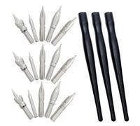 Healeved 3 Sets Drawing Pens with Comfortable Grip and Smooth Writing, Black Plastic and Stainless Steel Dip Pens for Calligraphy and Art Ruling, for Painting and Sketching
