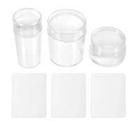 Healeved 3 Sets Reusable Nail Stamper with Scraper for Manicure Nail Art Silicone and Plastic Material Cylinder Shape Simple Operation for DIY at Home