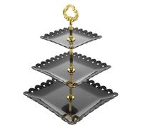 Healeved 3-tier Tiered Tray Cupcake Stand with Stable Standing and Easy to Assemble Abs Material, Stylish Black Rustic Cupcake Stand for Birthday and Shower Food Display