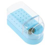Healeved 30-hole Nail Drill Bits Storage Box with Cleaning Brush, Manicure Grinding Head Holder Organizer, Blue Manicure Tool Display Case for Nail Art and Pedicure Supplies