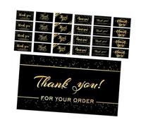 Healeved 300pcs Black Thank You Cards for Small Business with Thick Paper Stylish Square Pack for Order Appreciation Boutique and Retail Store Packaging Inserts