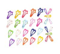 Healeved 30pcs Candy Color Snap Hair Clips Set for Cute Star Heart Waterdrop Hairpins Firm Hold Hair Accessories for Women and for Daily Use