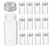 Healeved 30pcs Glass Test Tube Bottles Glass Vials Caps Small Test Lids for Medicine Storage Sample and Travel Use Containers