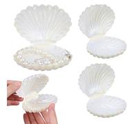 Healeved 30pcs Iridescent Pearl White Seashell Candy Boxes Mini Goodie Containers for Wedding Party Favor Packaging and Trinket Storage