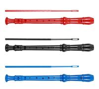 Healeved 3Pcs 8-Hole ABS Soprano Recorder Set with Cleaning Rod and Velvet Bag - Red, Black, Blue Plastic Wind Instrument for Beginner Students, ’S Practice Musical Instrument for School