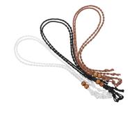 Healeved 3pcs Adjustable Woven Cage Necklace with Wax Rope and Wooden Beads, Macrame Stone Holder Pendant for Crystals, for DIY Jewelry Making and Elegant Occasions, Comfortable Adjustable