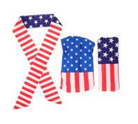 Healeved 3pcs American Flag Headband for Independence Day Workouts, Sweat-wicking Polyester Wide Stretchy Headbands with Moisture Control and Elastic Comfort Fit for Women