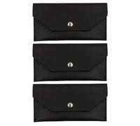 Healeved 3pcs Black Pu Leather Cash Envelope Wallet Set - Long Women’s Change Purse with Snap Button Closure, Budget Organizer for Cash and Receipts, Minimalist Money Pouch for Everyday Use