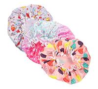 Healeved 3pcs Boy Girl Satin Sleep Hat Bath Shower Cap for Boy Girl Soft and Breathable for Hair Includes Dolphin Light Designs