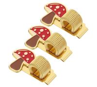 Healeved 3pcs Decorative Pen Clip Metal Mushroom Pattern Spring Fixed Pen Holder Clip for Journals Clipboards Multi-Purpose Book Clamp Holder for Party Use