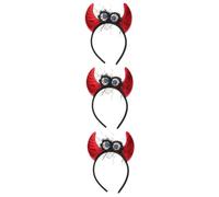 Healeved 3pcs Devil Horn Headband for Halloween Durable Lightweight Hair Hoops for Costume Parties Themed Events Sturdy Accessory for Women Eye Catching Photo Prop
