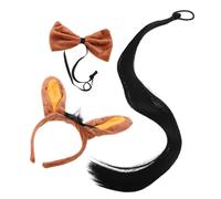 Healeved 3pcs Donkey Costume Kit with Ears Headband Tail and Bowtie Breathable Non-irritating Animal Accessories Set for Halloween Parties Dress Up Events and Educational Theater