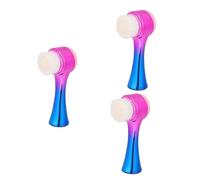 Healeved 3pcs Double-sided Facial Brush for Deep Cleansing Gradient Color Silicone Face Cleaner Manual Exfoliating Brush for Pore Removal and Blackhead Treatment Compact and Portable Design