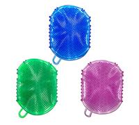 Healeved 3pcs Double-Sided Massage Body Brushes with Flexible Glue, Lightweight and Multipurpose Bath Scrubbers for Exfoliating and Dredging Meridians, for Shower and Spa Use Random Color