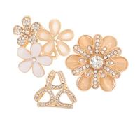 Healeved 3pcs Fashion Rhinestone Flower Brooches Scarf Ring Clips for Women Multi-Functional Shawl Buckles Pearls for Cardigans and Scarves