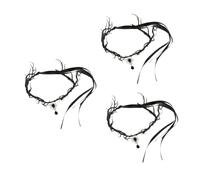 Healeved 3pcs Foldable Antler Flower Crown Headpiece for Halloween Parties Gothic Style Black Headband Floral Hairpiece for Cosplay and Costume Events