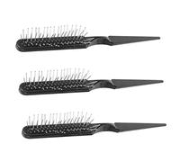 Healeved 3pcs Hair Comb Care Scrubber Tangle Boar Bristles Hair Brush Tail Comb Shampoo Styling Slick Detangle Hairbrush Wig Hairdressers Sleek Scalp Brush Tail Black Abs