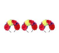 Healeved 3pcs Halloween Flower Headband for Women, Handcrafted Polyester Rose Flower Crown, Versatile Costume Accessory for Festival and Dress, Dark Elegant Day the Dead Hairband