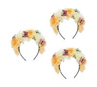 Healeved 3pcs Halloween Headband Mexican Floral Butterfly Day Dead Cosplay Party Women Accessory