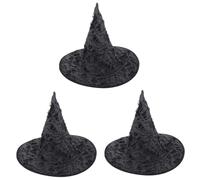 Healeved 3pcs Halloween Party Witch Cosplay Hat Lightweight Iron Cloth Broken Holes Design for Adults and Teens Masquerade Photo Prop Performance Accessory