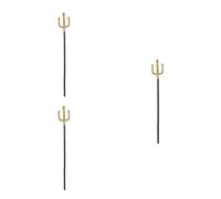Healeved 3pcs Halloween Plastic Devil Trident Prop Golden Spiral Fork Costume Accessory for King Costume Masquerade Party Demon Role-play