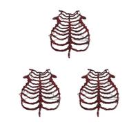 Healeved 3pcs Halloween Skeleton Bone Costume Harness with Hollow Rib Cage Design, Lightweight Plastic Punk Rib Cage Chest Accessory for Horror Themed Party or Day the Dead Cosplay