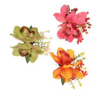 Healeved 3pcs Hawaiian Floral Hair Combs Simulation Orchid Hair Accessories Boho Style Artificial Flower Clips for Women Wedding Party Beach Side Hairstyle