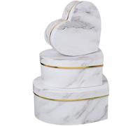 Healeved 3pcs Heart Shaped Paperboard Storage Boxes with Marble Pattern, Portable Packaging Boxes for Wedding Party, Elegant and Delicate Design