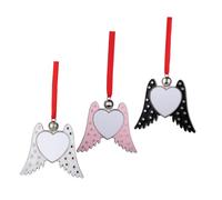 Healeved 3Pcs Heat Transfer Angel Wing Sublimation Pendants Christmas Hanging Decor DIY Unfinished Ornaments for Tree and Party Decorations Random Color Random Color