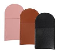 Healeved 3pcs Leather Travel Case for Perfume Bottles and Roller Bottles Portable Makeup Storage Bag with Compact Design Suitable for Lipstick and Cosmetics Organiser in Brown Black
